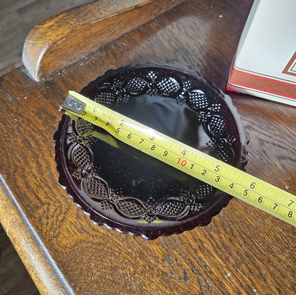 Vintage Avon Red Glass Bread And Butter Plates. - Picture 7 of 7